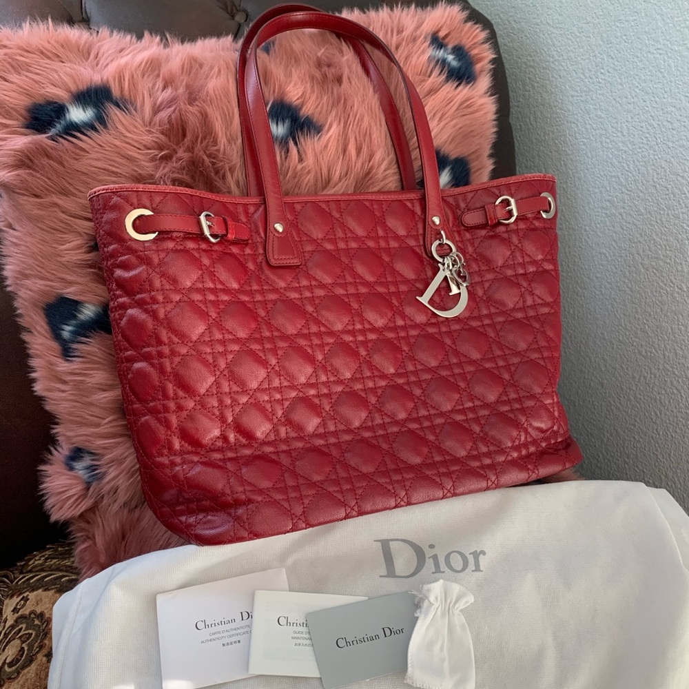 Dior Panarea Cannage Red Tote Great Condition